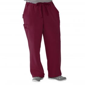 Illinois Ave Unisex Athletic Cargo Scrub Pants with 7 Pockets, Wine, Tall Inseam, Size S