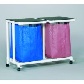 Double Hamper with Bags Standard Jumbo 4 Casters 55 gal.