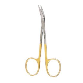 Conjunctival Scissors Miltex Wilmer-Converse 4-1/2 Inch Length OR Grade German Stainless Steel / Tungsten Carbide NonSterile Finger Ring Handle Angled Blade Sharp Tip / Sharp Tip