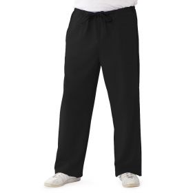 Newport Ave Unisex Stretch Scrub Pants with Drawstring and 3 Pockets, Black, Regular Inseam, Size L