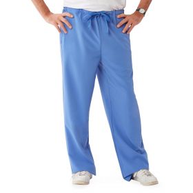 Newport Ave Unisex Stretch Scrub Pants with Drawstring and 3 Pockets, Ceil Blue, Petite Inseam, Size L