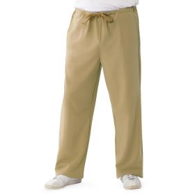 Newport Ave Unisex Stretch Scrub Pants with Drawstring and 3 Pockets, Khaki, Tall Inseam, Size L
