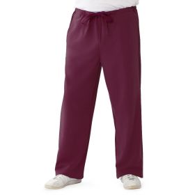 Newport Ave Unisex Stretch Scrub Pants with Drawstring and 3 Pockets, Wine, Tall Inseam, Size 2XS