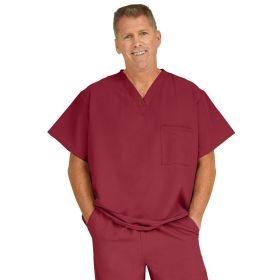 Fifth AVE Unisex Stretch V-Neck Scrub Top with 1 Pocket, Wine, Size 4XL nimmed