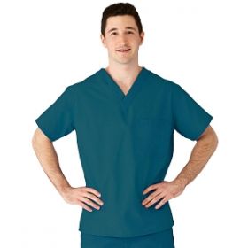 AngelStat Unisex Reversible V-Neck Scrub Top with 2 Pockets, Peacock, Size 4XL, Angelica Color Code