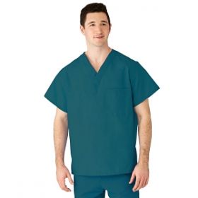 AngelStat Unisex Reversible V-Neck Scrub Top with 2 Pockets, Peacock, Size M, Angelica Color Code