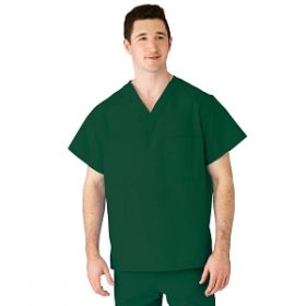 AngelStat Unisex Reversible V-Neck Scrub Top with 2 Pockets, Hunter, Size L, Angelica Color Code