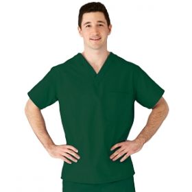 AngelStat Unisex Reversible V-Neck Scrub Top with 2 Pockets, Hunter, Size XS, Angelica Color Code