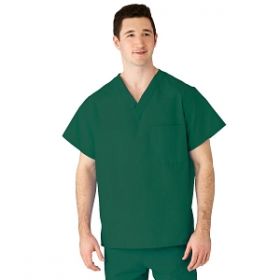 AngelStat Unisex Reversible V-Neck Scrub Top with 2 Pockets, Emerald, Size L, Angelica Color Code
