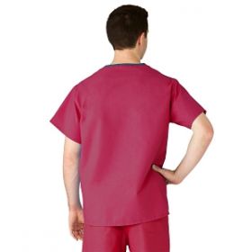 AngelStat Unisex Reversible V-Neck Scrub Top with 2 Pockets, Raspberry, Size XL, Angelica Color Code