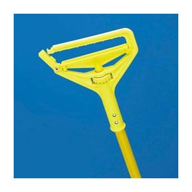 Mop Handle Quick Change 60 Inch Length Vinyl Coated Aluminum / Plastic Yellow Thumbwheel / Side Gate Connection