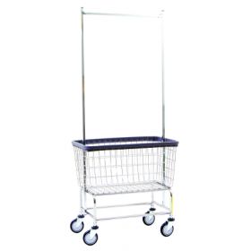 Laundry Cart with Double Pole Rack 5 Inch Clean Wheel System Casters 100 lbs.