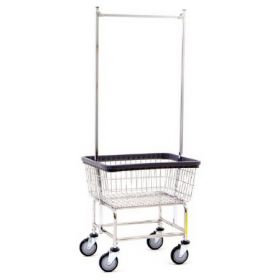 Laundry Cart with Double Pole Rack 5 Inch Clean Wheel System Casters 50 lbs. Steel, Vinyl Basket