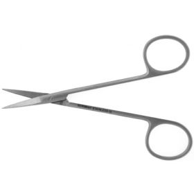 Iris Scissors BR Surgical 4 Inch Length Surgical Grade Stainless Steel NonSterile Finger Ring Handle Curved Sharp Tip / Sharp Tip