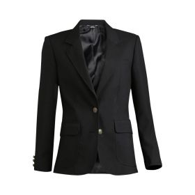 Women's Polyester Traditional Single-Breasted 2-Button Blazer, Black, Size 20 Regular