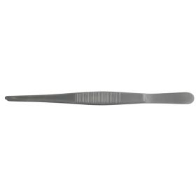 Dressing Forceps BR Surgical 10 Inch Length Surgical Grade Stainless Steel NonSterile NonLocking Thumb Handle Straight Serrated Tips