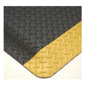 Anti-Fatigue Floor Mat UltraSoft Diamond-Plate SpongeCote 3 X 5 Foot Black / Yellow PVC / Nitrile Infused Sponge