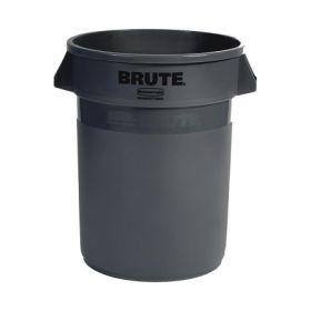 Trash Can BRUTE 32 gal. Round Gray Plastic Open Top