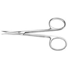 Iris Scissors Bausch+Lomb 114 mm Surgical Grade Stainless Steel / Tungsten Carbide NonSterile Finger Ring Handle Straight Sharp Tip / Sharp Tip