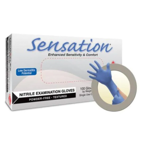 Gloves Exam Sensation Powder-Free Nitrile 9.5 in Small Blue 100/Bx, 10 BX/CA, 6850187BX