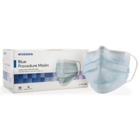 Procedure Mask McKesson Pleated Earloops One Size Fits Most Blue NonSterile ASTM Level 1 689981 BX/50