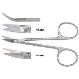 Conjunctival Scissors Padgett Wilmer-Converse 4-1/4 Inch Length Surgical Grade Stainless Steel NonSterile Finger Ring Handle Angled Saber Back Sharp Tip / Sharp Tip