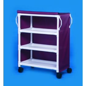 Linen Cart Deluxe 4 Casters, 4 Inch PVC 3 Removable Shelves, 12 Inch Spacing 20 X 36 Inch 693576