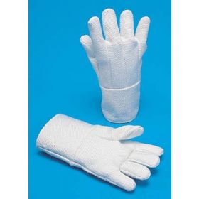 Heat Resistant Glove Steel Grip One Size Fits Most Glass Cloth / Wool White 14 Inch Gauntlet Cuff NonSterile