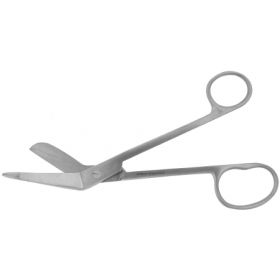 Bandage Scissors BR Surgical Lister 8 Inch Length Surgical Grade Stainless Steel NonSterile Finger Ring Handle Angled Blunt Tip / Blunt Tip