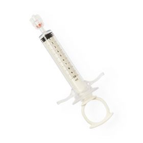 Angiographic High-Pressure Control Syringe with Thumb-Ring Plunger and Finger Ring, Rotating Male Adapter, 12 mL
