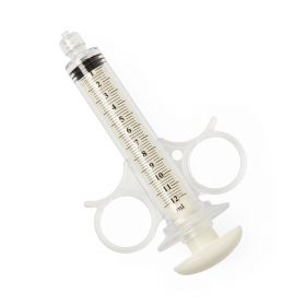 Angiographic High-Pressure Control Syringe with Palm-Pad Plunger and Finger Ring, Fixed Male Luer Lock, 12 mL
