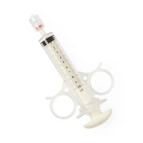 Angiographic High-Pressure Control Syringe with Palm-Pad Plunger and Finger Grip, Rotating Male Adapter, 0.5 mL Reservoir, 10 mL ,70095007