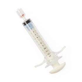 High-Pressure Control Syringe with Palm Pad Plunger and Finger Grip, Rotating Male Adapter Fitting, 12 mL
