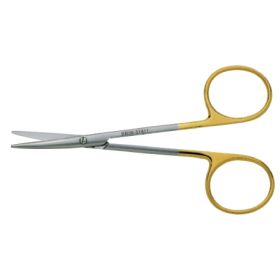 Strabismus Scissors BR Surgical Baby Metzenbaum 4-1/4 Inch Length Surgical Grade Stainless Steel NonSterile Finger Ring Handle Curved Blunt Tip / Blunt Tip