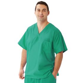 Encore Unisex Reversible V-Neck 2-Pocket Scrub Top with Fashion Seal Color-Coding, Jade, Size XS