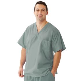 Encore Unisex Reversible V-Neck 2-Pocket Scrub Top with Fashion Seal Color-Coding, Misty, Size XL