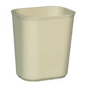 Fire-Resistant Trash Can 14 Quart Beige Thermoset Polyester Open Top