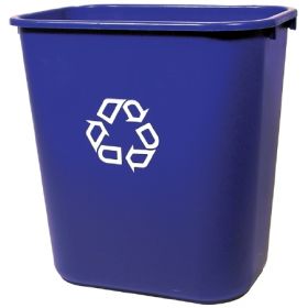Recycling Container Deskside 28-1/8 Quart Rectangular Blue Open Top