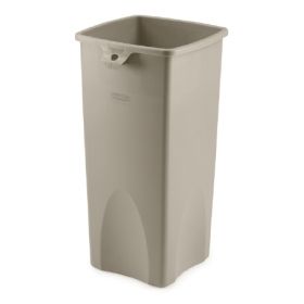 Trash Can Untouchable 23 gal. Square Beige LLDPE Open Top