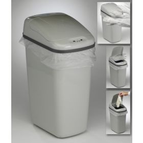 Trash Can Scienceware Touch Free 7.3 gal. Rectangular Gray Polypropylene Motion Activated