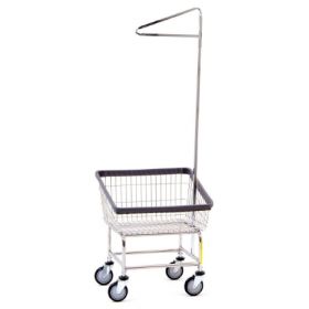 Laundry Cart with Pole Rack 5 Inch Clean Wheel System Casters 100 lbs. 2 Shelves With 14 Inch Height Between Shelves