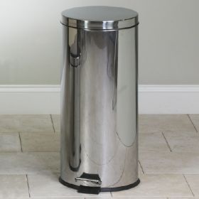 Trash Can Round Series 32 Quart Round Silver Stainless Steel Step On