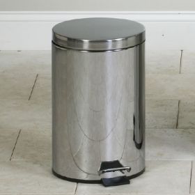 Trash Can 13 Quart Round Silver Stainless Steel Step On