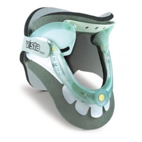 Rigid Cervical Collar with Replacement Pads Aspen Vista TX Preformed Adult One Size Fits Most Two-Piece / Trachea Opening Adjustable Height Adjustable Neck Circumference