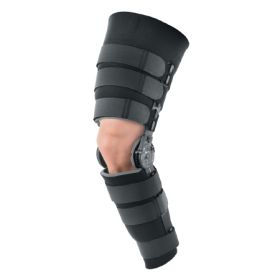 Hinged Knee Brace Breg Post-Op One Size Fits Most Wraparound / Hook and Loop Strap Closure Short Length Left or Right Knee