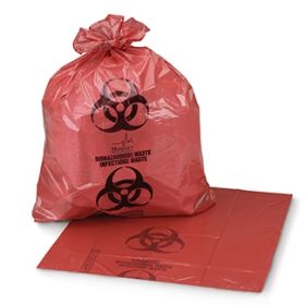 Biohazard Waste Bag Medegen Medical Products 30 - 32 gal. Red HDPE 31 X 41 Inch
