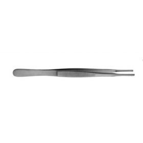 Tissue Forceps V. Mueller Cooley 7-3/4 Inch Length Surgical Grade Stainless Steel NonSterile NonLocking Thumb Handle Straight Grooved Serrated Tips