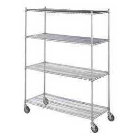 4 Shelf Linen Cart 5 Inch, 4 Casters, Two Locking 500 lbs. Weight Capacity Wire Adjustable Shelves