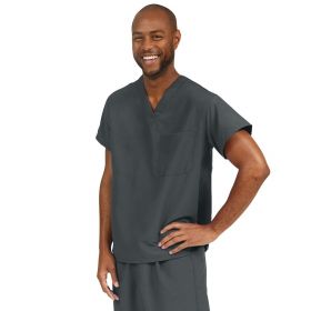 PerforMAX Unisex Reversible V-Neck Scrub Top with 2 Pockets, Charcoal, Size S, Angelica Color Code nimmed
