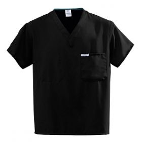 PerforMAX Unisex Reversible V-Neck Scrub Top with 2 Pockets, Black, Size XL, Angelica Color Code